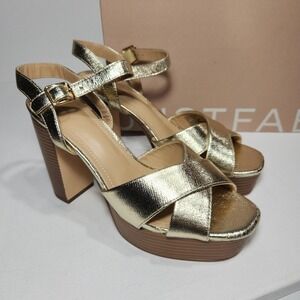 Just Fab Tina Crossover Womens Gold Sandals‎ Size 8